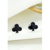 LDR24026 S925純銀黑色梅花耳環