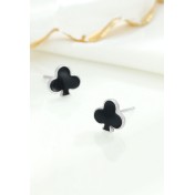 LDR24026 S925純銀黑色梅花耳環