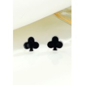 LDR24026 S925純銀黑色梅花耳環