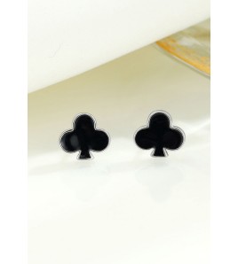 LDR24026 S925純銀黑色梅花耳環