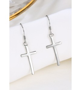 LDR24301 S925純銀十字架耳環