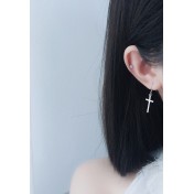 LDR24301 S925純銀十字架耳環