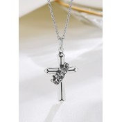 LDR24302 S925純銀復古皇冠十字架項鍊