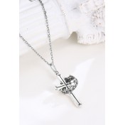 LDR24302 S925純銀復古皇冠十字架項鍊