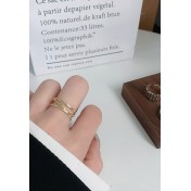 LDR24304 S925純銀交叉雙層開口戒指