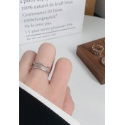 LDR24304 S925純銀交叉雙層開口戒指