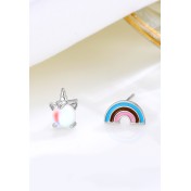 LDR24305 S925純銀獨角獸月光石耳環