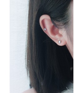 LDR24306 S925純銀光面愛心耳環