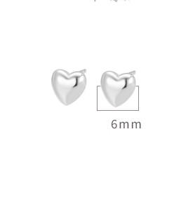 LDR24306 S925純銀光面愛心耳環