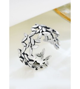 LDR24311 S925純銀古樹葉開口戒指