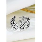 LDR24311 S925純銀古樹葉開口戒指