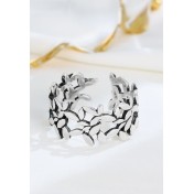 LDR24311 S925純銀古樹葉開口戒指