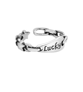 LDR24313 S925純銀復古字母Lucky戒指