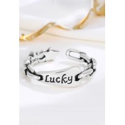 LDR24313 S925純銀復古字母Lucky戒指