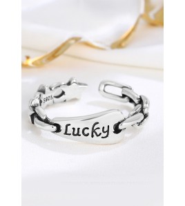 LDR24313 S925純銀復古字母Lucky戒指