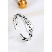 LDR24313 S925純銀復古字母Lucky戒指