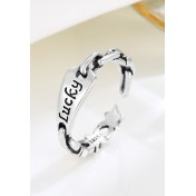 LDR24313 S925純銀復古字母Lucky戒指