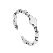 LDR24314 S925純銀復古光面十字開口戒指