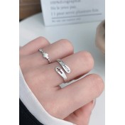 LDR24314 S925純銀復古光面十字開口戒指