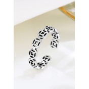 LDR24315 S925純銀復古銅錢開口戒指