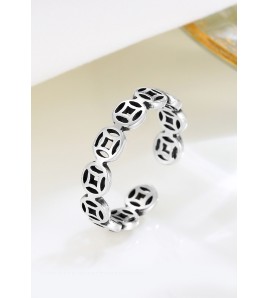 LDR24315 S925純銀復古銅錢開口戒指