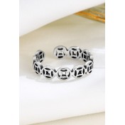 LDR24315 S925純銀復古銅錢開口戒指