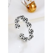 LDR24315 S925純銀復古銅錢開口戒指