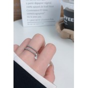 LDR24316 S925純銀復古雙層麻花開口戒指