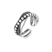 LDR24317 S925純銀復古交叉圓點戒指