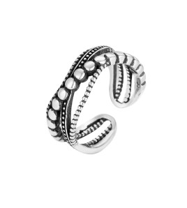 LDR24317 S925純銀復古交叉圓點戒指