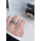 LDR24317 S925純銀復古交叉圓點戒指