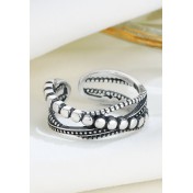 LDR24317 S925純銀復古交叉圓點戒指