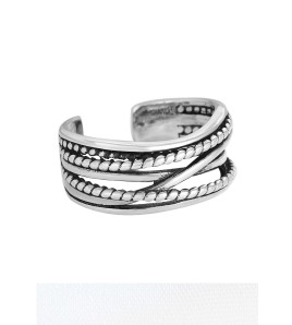 LDR24318 S925純銀復古纏繞開口戒指