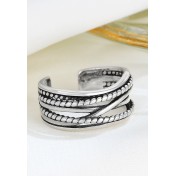 LDR24318 S925純銀復古纏繞開口戒指