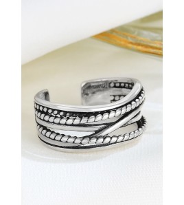 LDR24318 S925純銀復古纏繞開口戒指