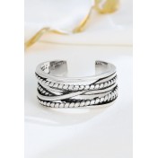 LDR24318 S925純銀復古纏繞開口戒指