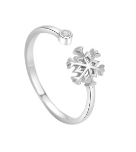 LDR24319 S925純銀鋯石雪花開口戒指