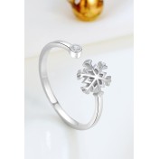 LDR24319 S925純銀鋯石雪花開口戒指
