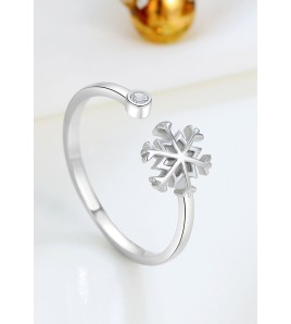 LDR24319 S925純銀鋯石雪花開口戒指
