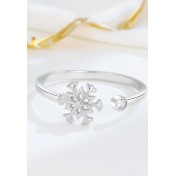 LDR24319 S925純銀鋯石雪花開口戒指