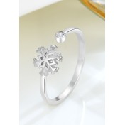 LDR24319 S925純銀鋯石雪花開口戒指