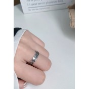 LDR24320 S925純銀復古雛菊花朵開口戒指