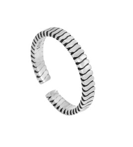 LDR24321 S925純銀復古斜紋開口戒指