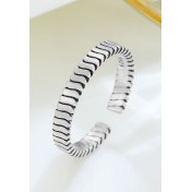 LDR24321 S925純銀復古斜紋開口戒指