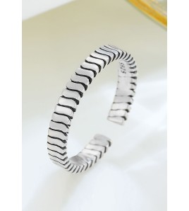 LDR24321 S925純銀復古斜紋開口戒指