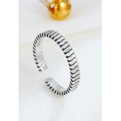 LDR24321 S925純銀復古斜紋開口戒指