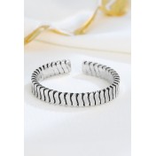 LDR24321 S925純銀復古斜紋開口戒指