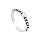 LDR24323 S925純銀復古心形開口戒指