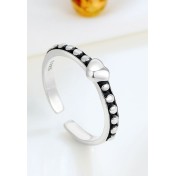 LDR24323 S925純銀復古心形開口戒指