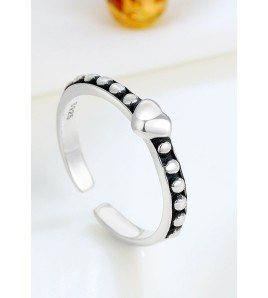 LDR24323 S925純銀復古心形開口戒指